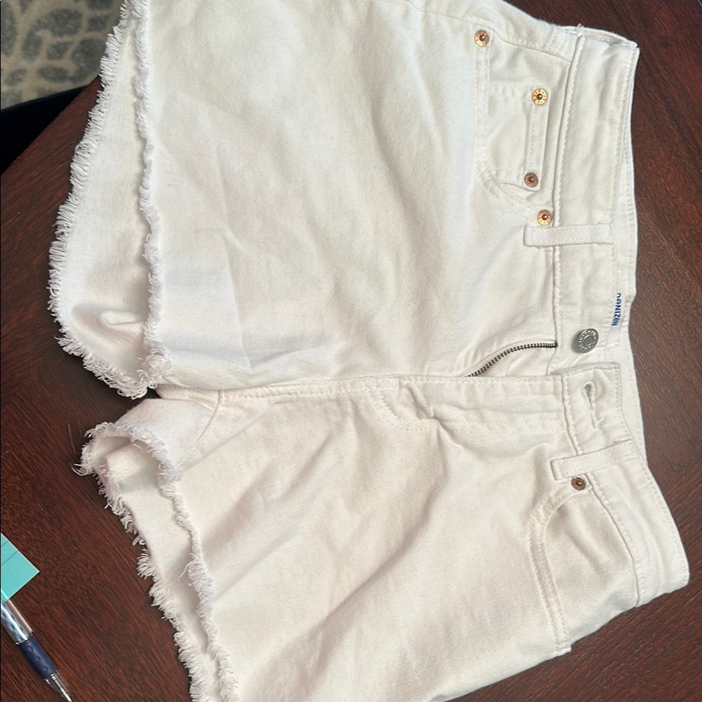 Denizen from Levi's White Jean Shorts with Distressed Hem